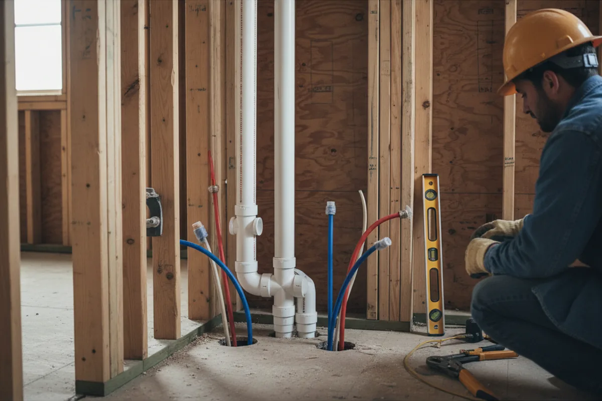 Drain and supply rough-in during Leak Detection in Belmont
